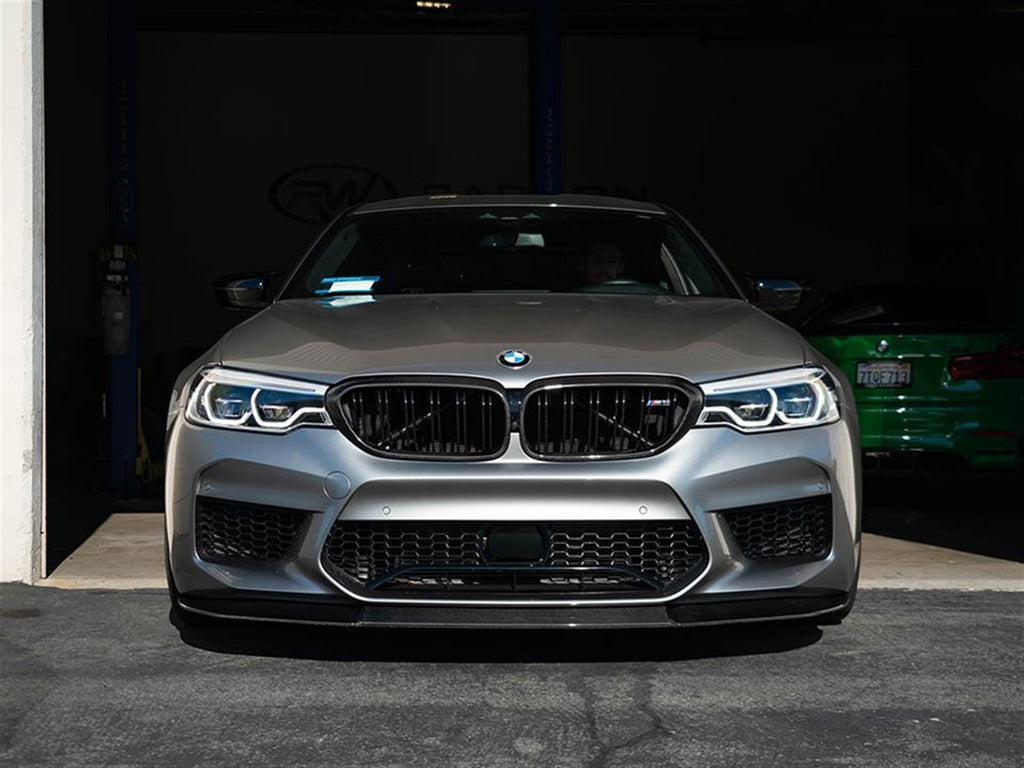 BMW F90 M5 Front Splitter + Side Skirts - Carbon Fiber / Gloss Black