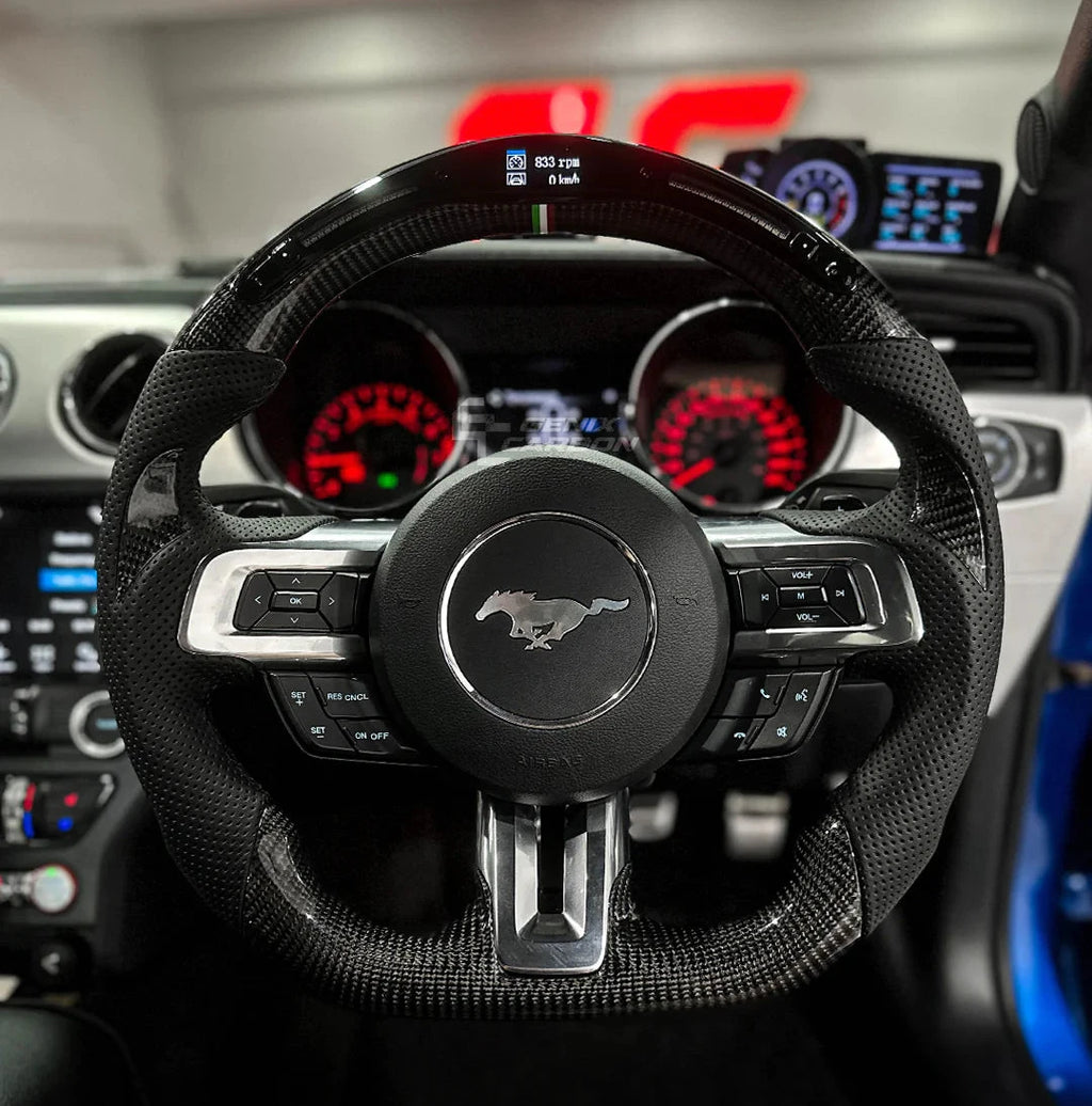 Ford Mustang 2015-2017 Carbon Fiber Steering Wheel - LED