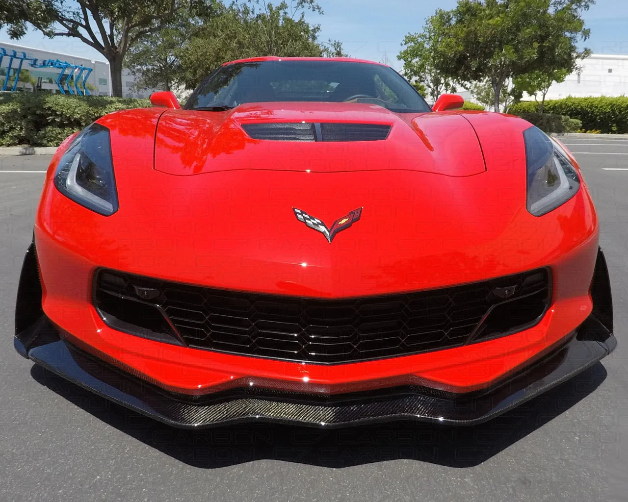 Chevy Corvette C7 (2014-2019) ZR1 Extended Front Bumper Lip - Carbon Fiber / Gloss Black