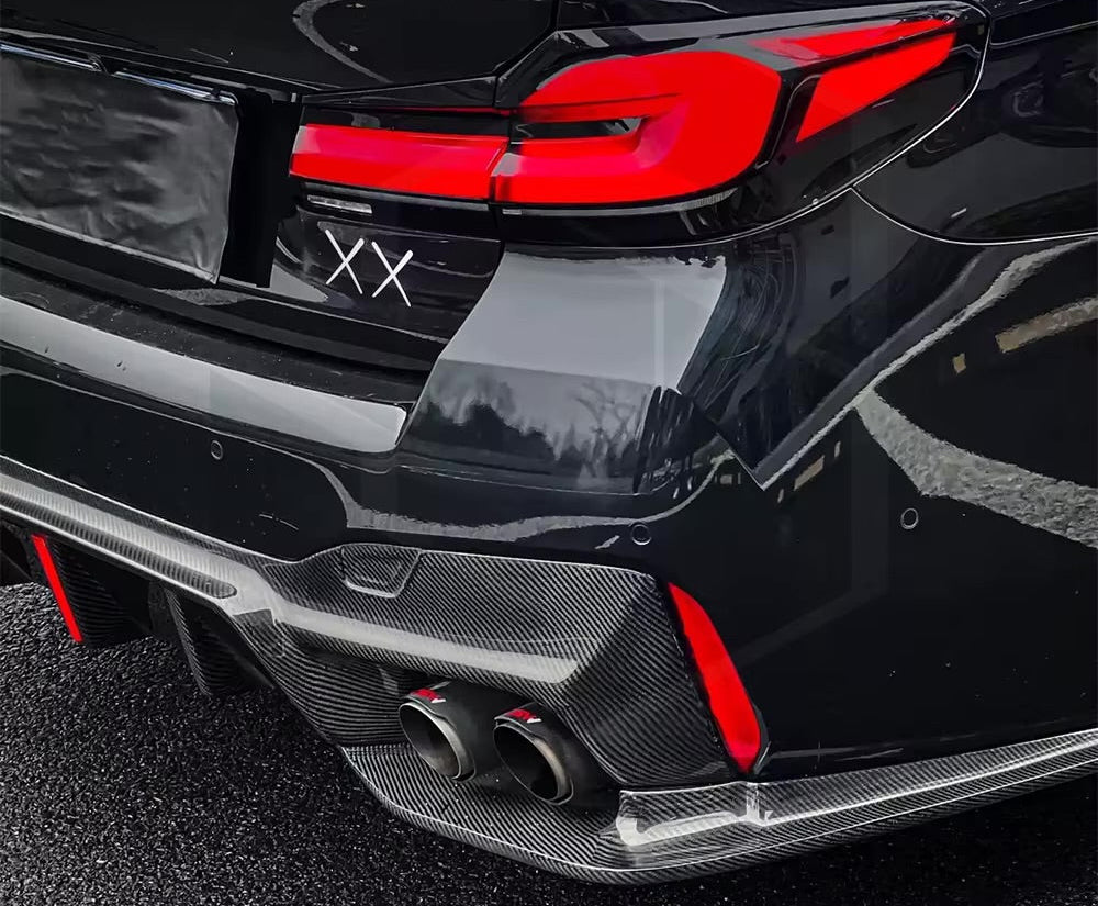 BMW F90 M5 V2 Diffuser - Carbon Fiber w/ Brake Light