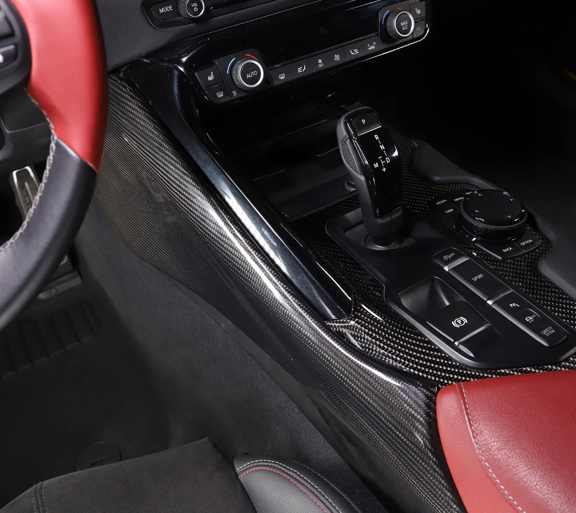 Toyota Supra 2019+ A90 A91 Center Console Kick Panel - Honeycomb / Carbon Fiber