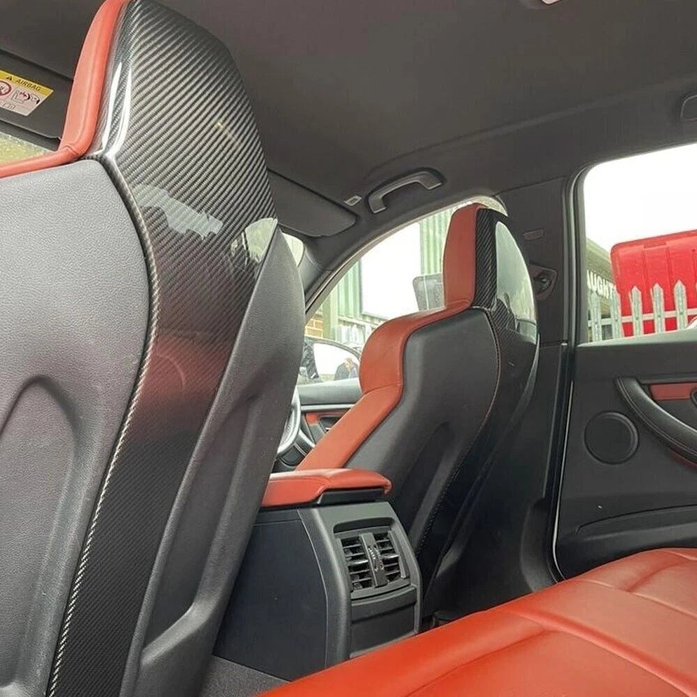 BMW M3 M4 F80/F82 - Carbon Fiber Bucket Seat Rear Covers + Backseat Headrest Covers (4pc)