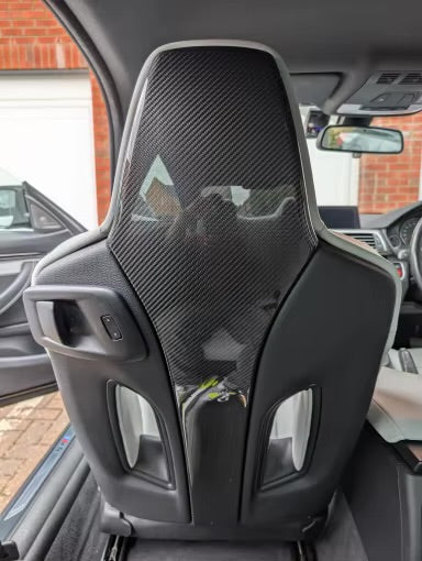 BMW M3 M4 F80/F82 - Carbon Fiber Bucket Seat Rear Covers + Backseat Headrest Covers (4pc)