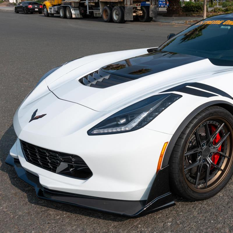 Chevy Corvette C7 (2014-2019) ZR1 Extended Front Bumper Lip - Carbon Fiber / Gloss Black