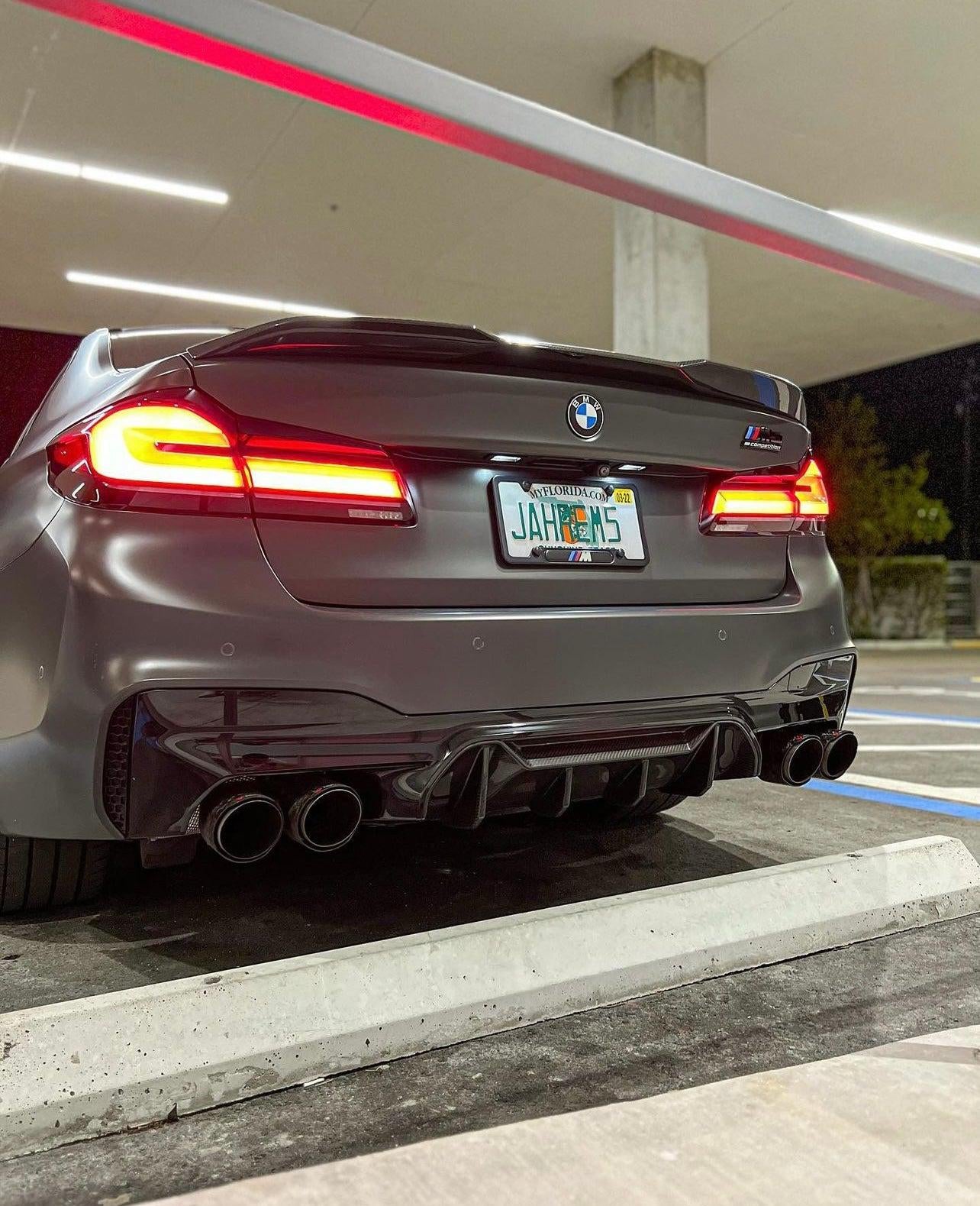 BMW F90 M5 V2 Diffuser - Carbon Fiber w/ Brake Light
