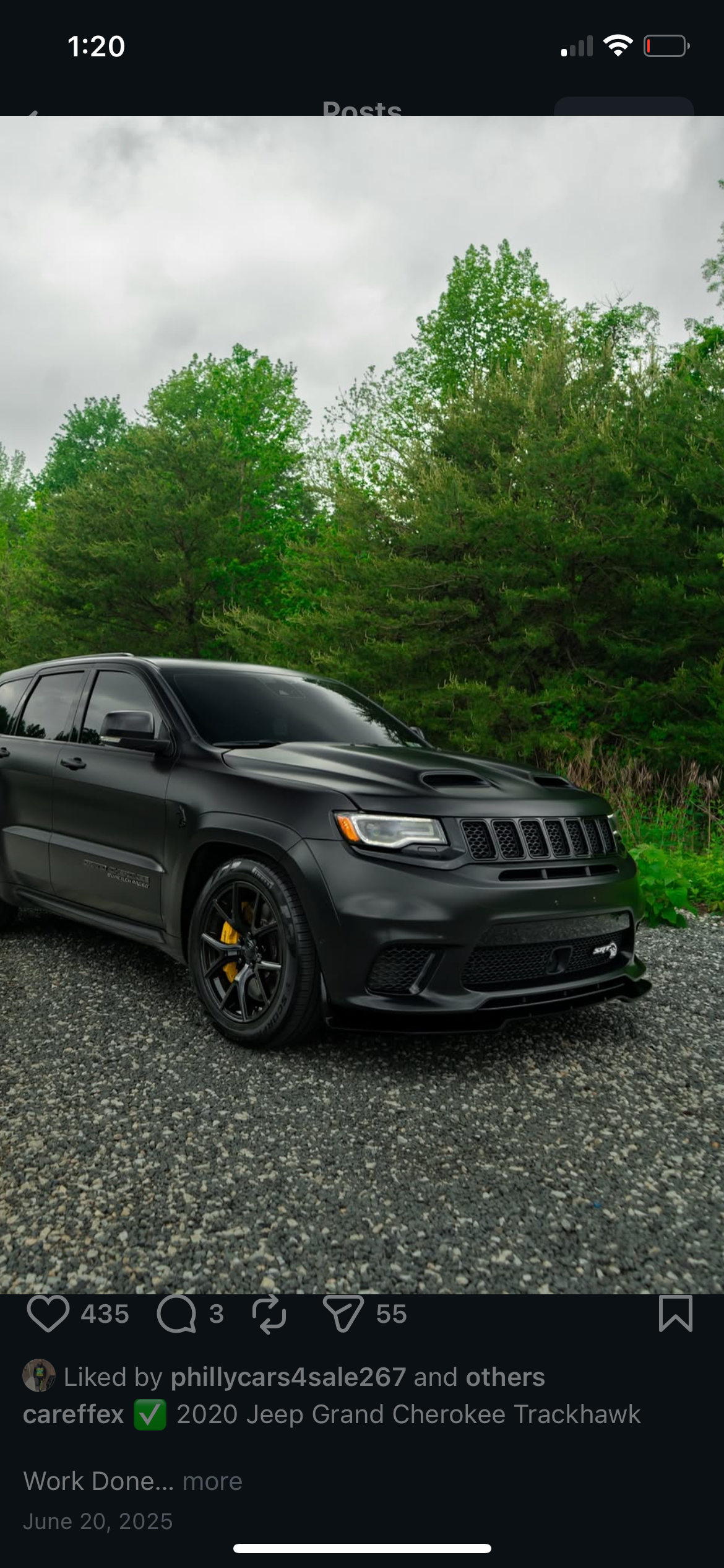 Jeep Grand Cherokee 2017-2021 SRT Trackhawk  Front Lip Splitter - Carbon Fiber / Gloss Black