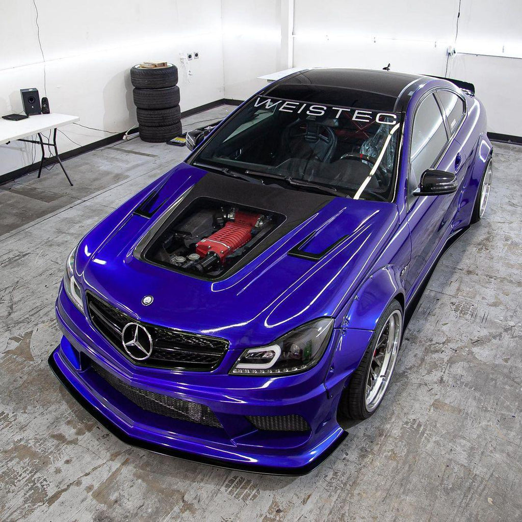 Mercedes Benz AMG C63 W204 2012-2014 - Tempered Glass Window Carbon Fiber Hood