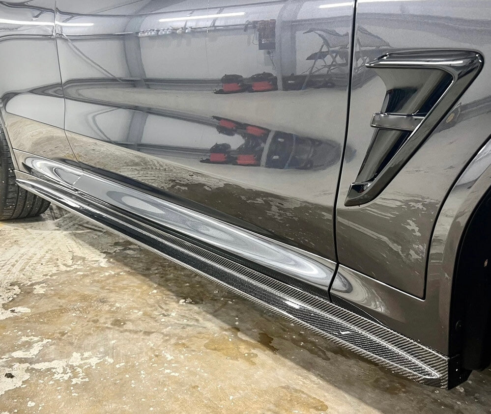 BMW X3/X4 Front Splitter + Side Skirts - Carbon Fiber / Gloss Black