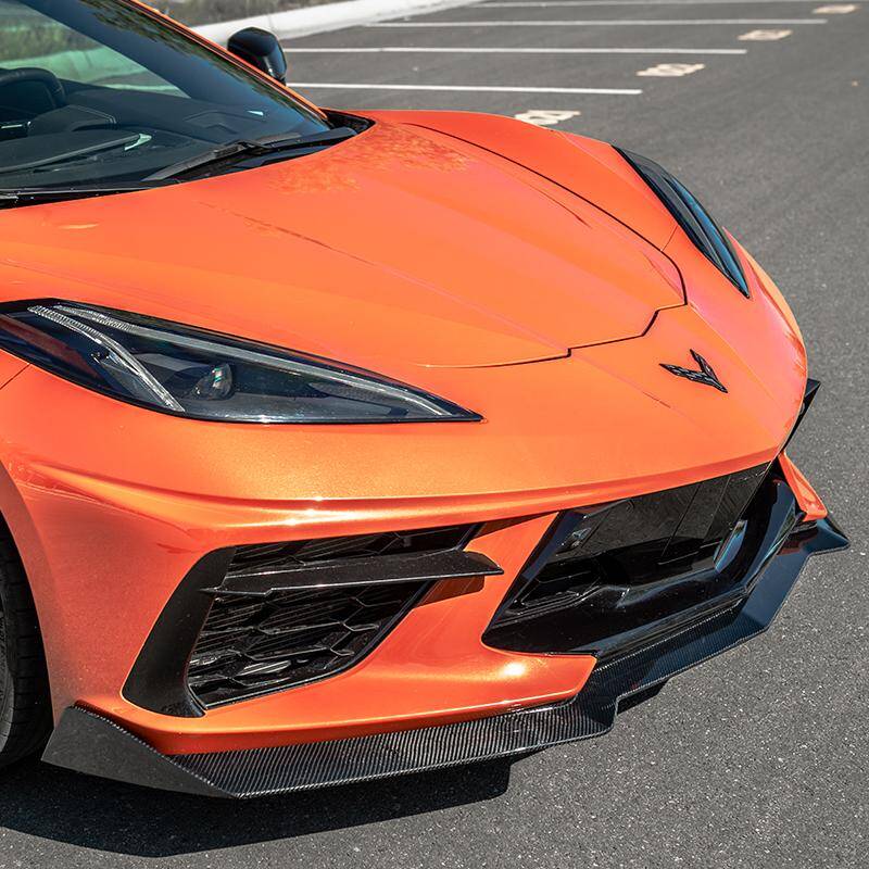 Chevy Corvette C8 2020+ 5VM Front Bumper Splitter / Lip - Carbon Fiber / Gloss Black