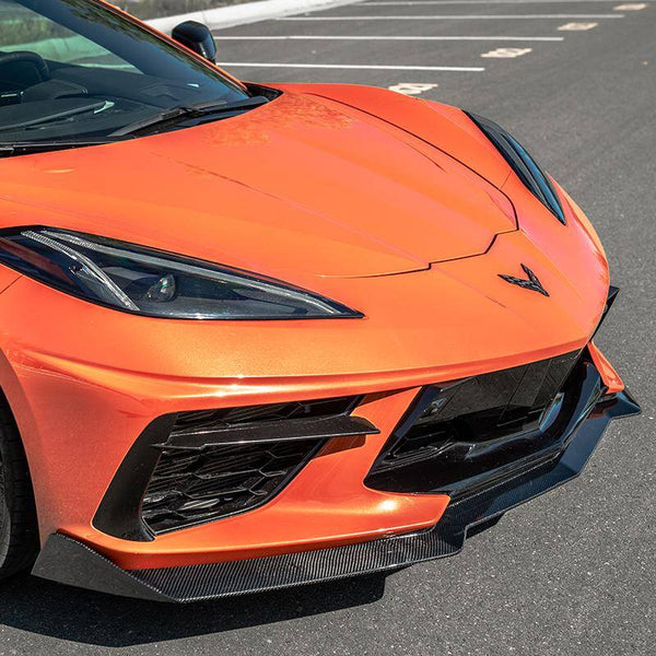 Chevy Corvette C8 2020+ 5VM Front Bumper Splitter / Lip - Carbon Fiber / Gloss Black