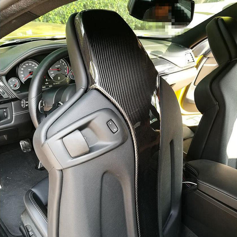 BMW M3 M4 F80/F82 - Carbon Fiber Bucket Seat Rear Covers + Backseat Headrest Covers (4pc)
