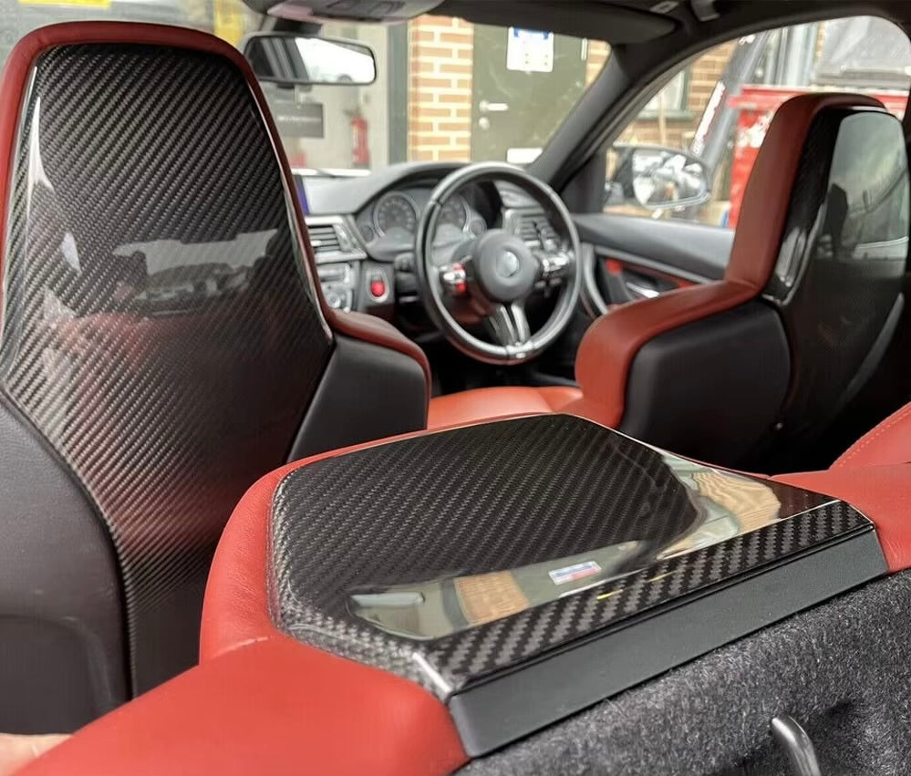 BMW M3 M4 F80/F82 - Carbon Fiber Bucket Seat Rear Covers + Backseat Headrest Covers (4pc)