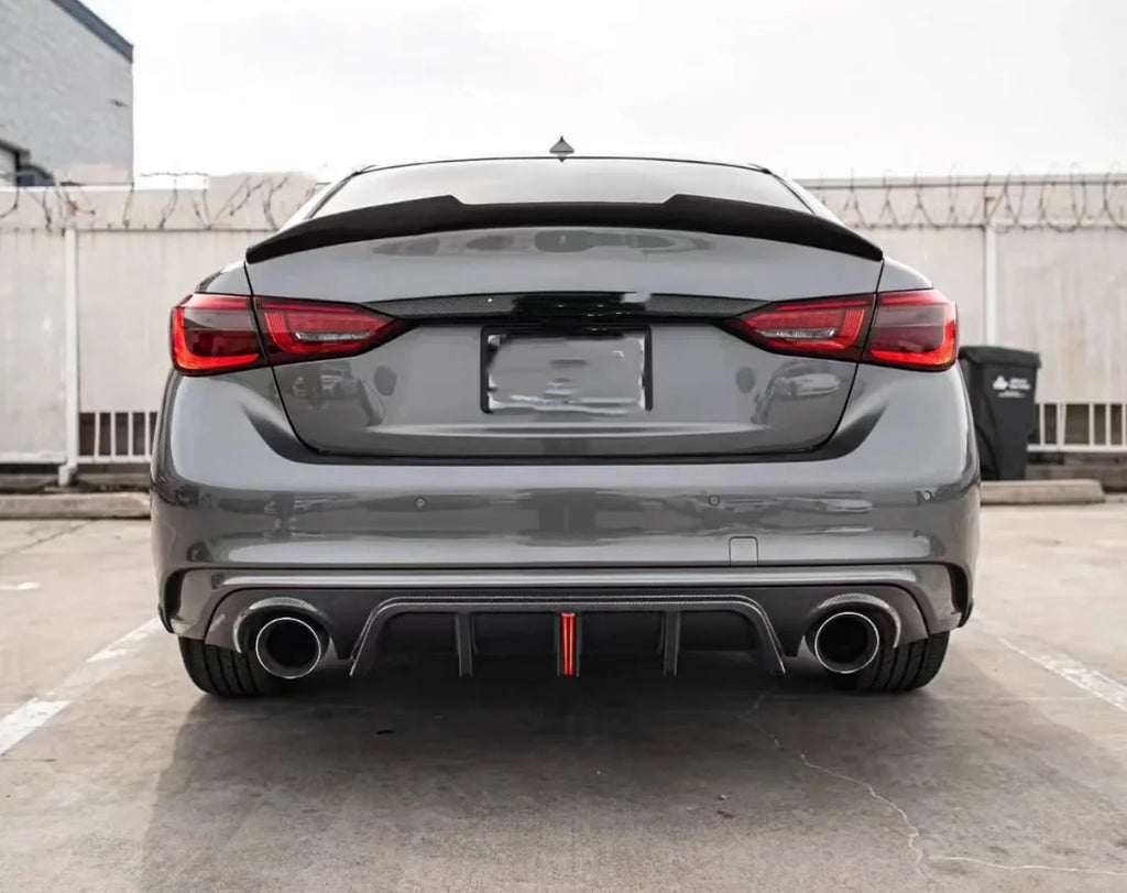 Infiniti Q50 Diffuser w/ Brake Light - Gloss Black / Carbon Fiber