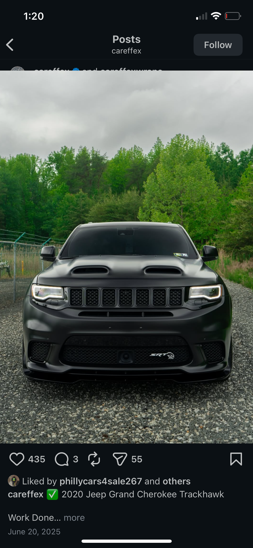 Jeep Grand Cherokee 2017-2021 SRT Trackhawk  Front Lip Splitter - Carbon Fiber / Gloss Black