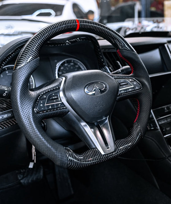 CarbonSpecs™ Infiniti Q50/Q60 Carbon Fiber Steering Wheel - LED/No LED