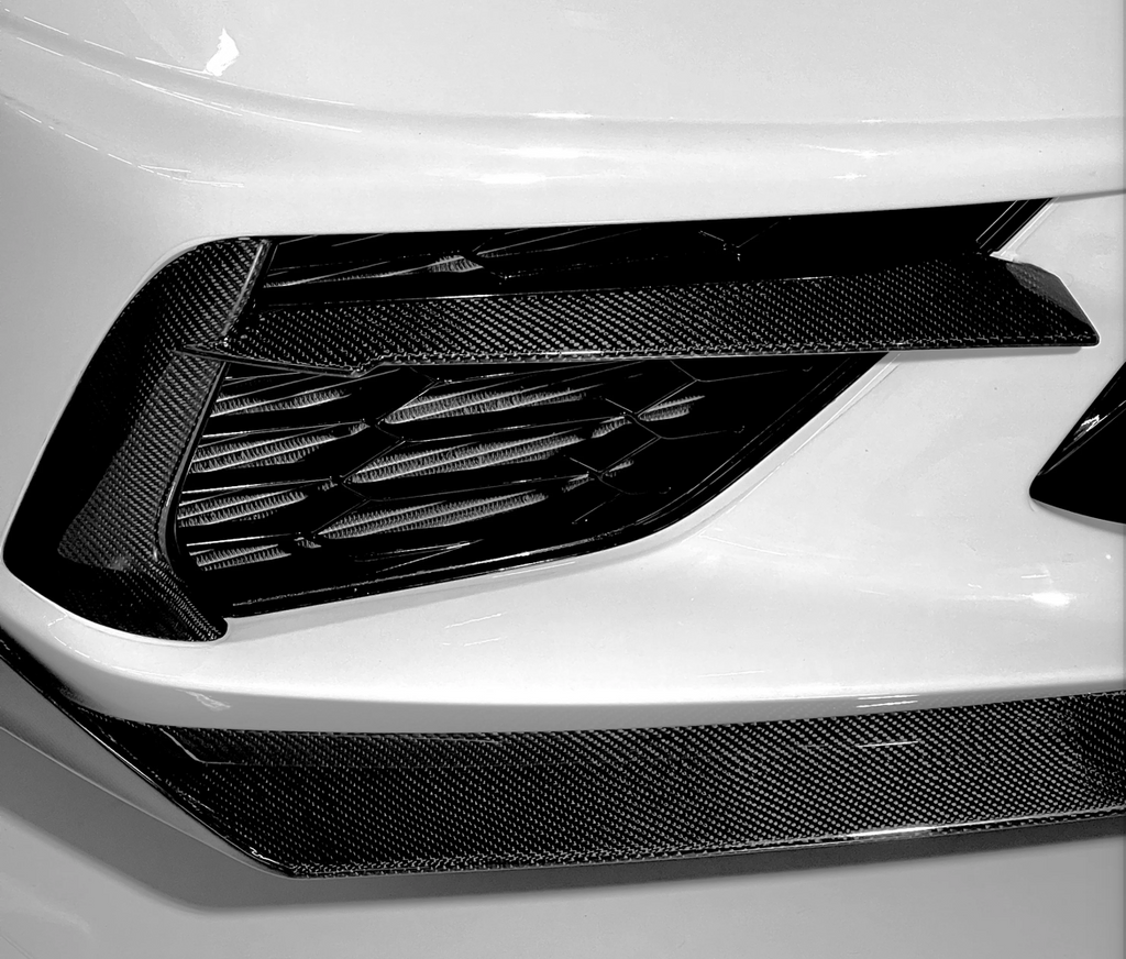 Chevy Corvette C8 2020+ 5VM Front Bumper Splitter / Lip - Carbon Fiber / Gloss Black