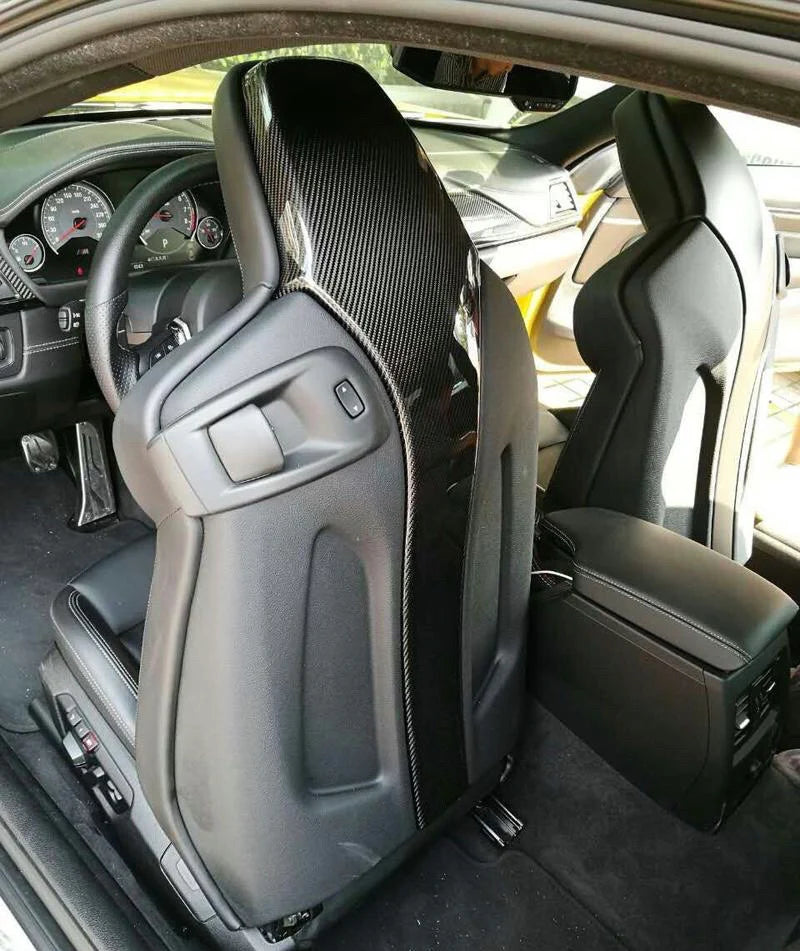 BMW M3 M4 F80/F82 - Carbon Fiber Bucket Seat Rear Covers + Backseat Headrest Covers (4pc)
