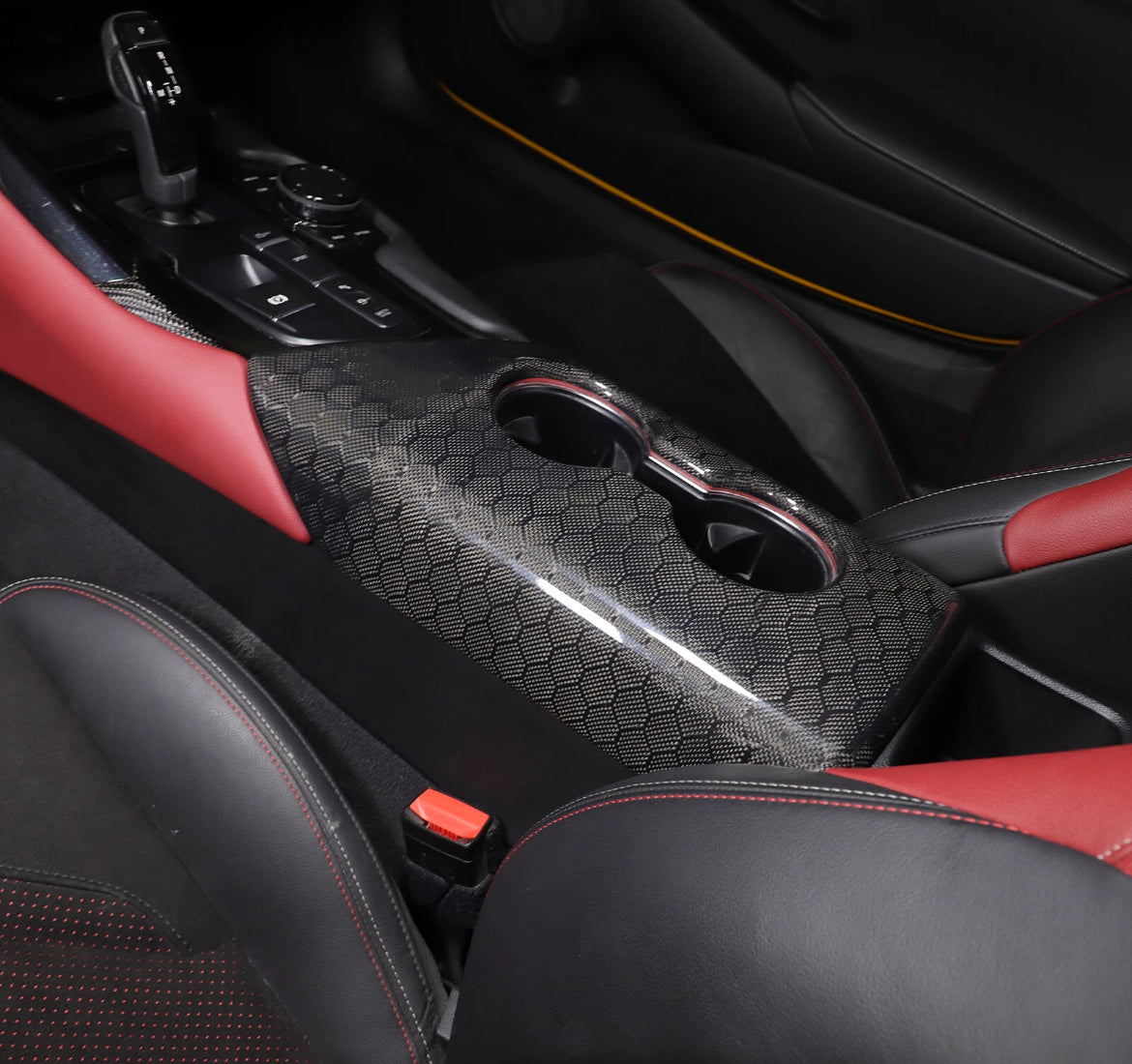 2019+ Toyota Supra A90 A91 Center Console Panel - Honeycomb / Carbon Fiber