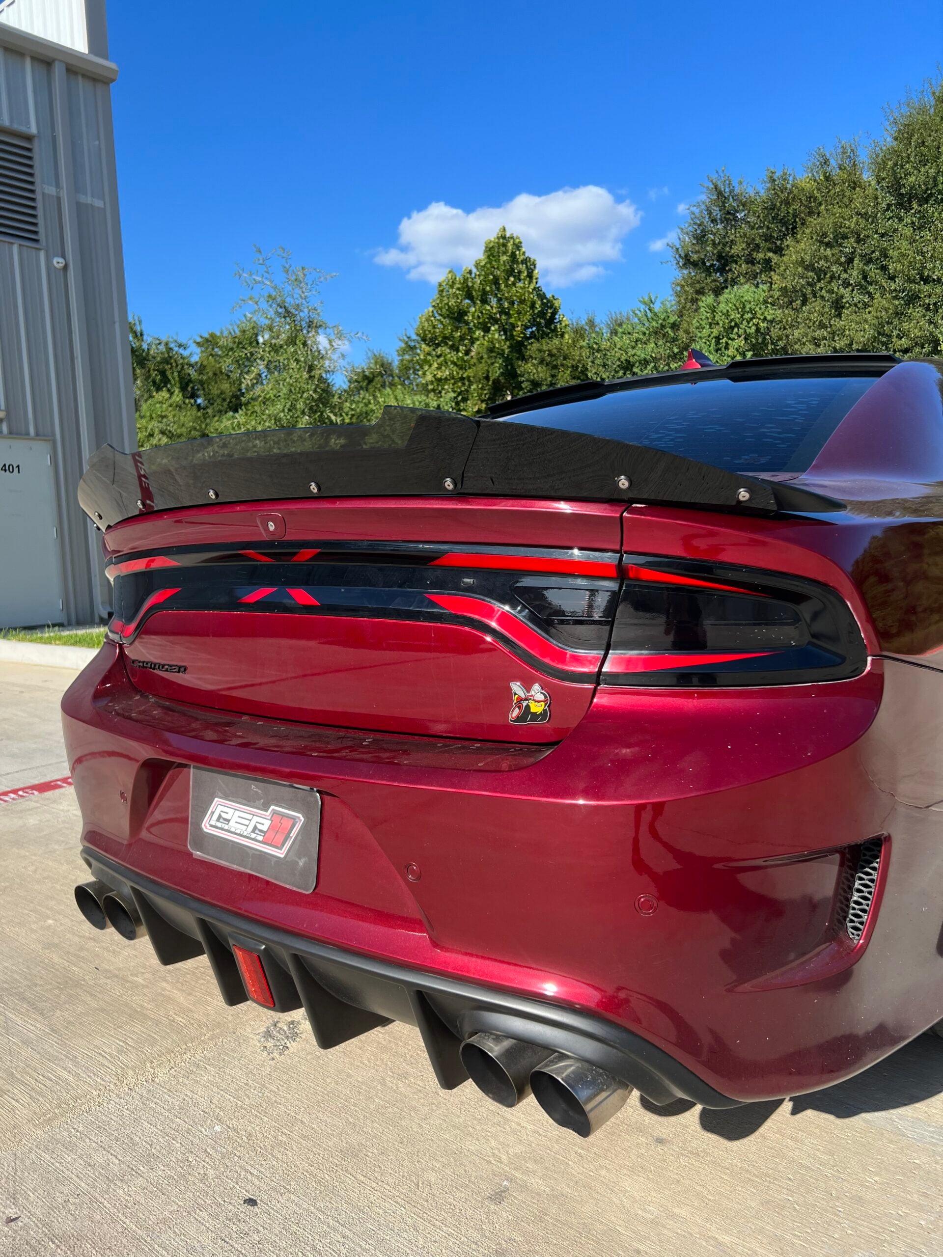 Dodge Charger 2016+ VENOM Wicker Bill Spoiler - 2 Layer Gloss Black / Clear