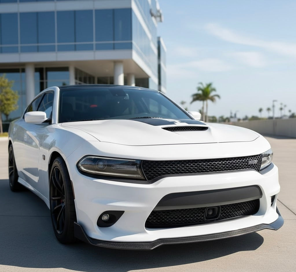 Dodge Charger 2016+ Front Bumper Splitter Lip - Carbon Fiber / Gloss Black