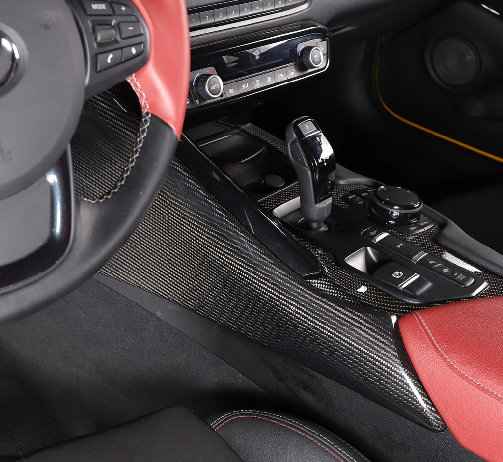 Toyota Supra 2019+ A90 A91 Center Console Kick Panel - Honeycomb / Carbon Fiber