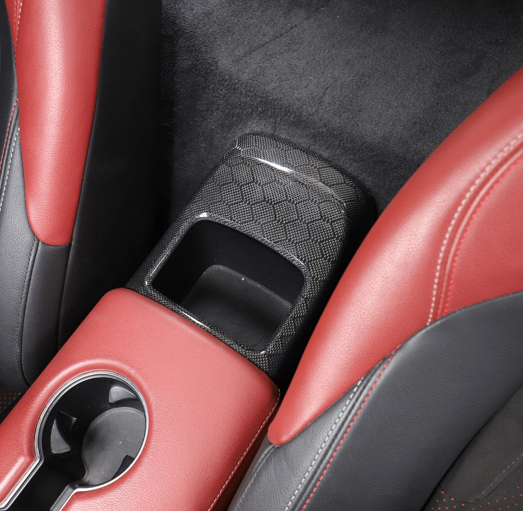 Toyota Supra 2019+ A90 A91 Armrest Storage Box Panel - Honeycomb / Carbon Fiber