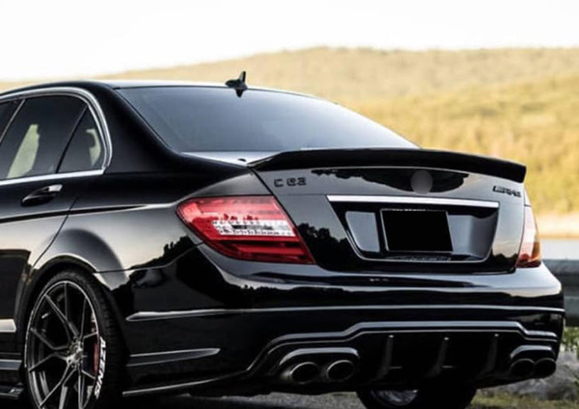 Mercedes Benz AMG C63 W204 2012-2018 V1 Trunk Spoiler - Gloss Black / Carbon Fiber
