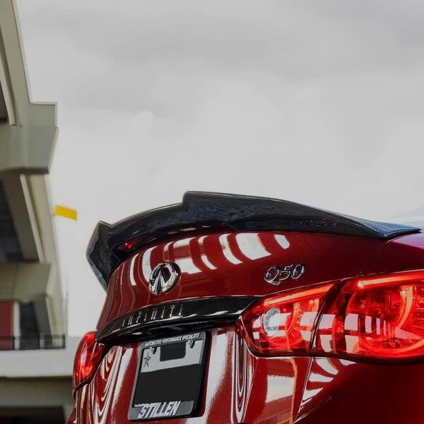 Infiniti Q50 PSM Highkick Spoiler - Gloss Black / Honeycomb