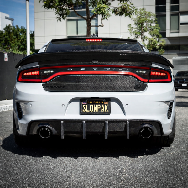 Dodge Charger 2016+ Sharkfin Rear Bumper Diffuser - Gloss Black / Carbon Fiber