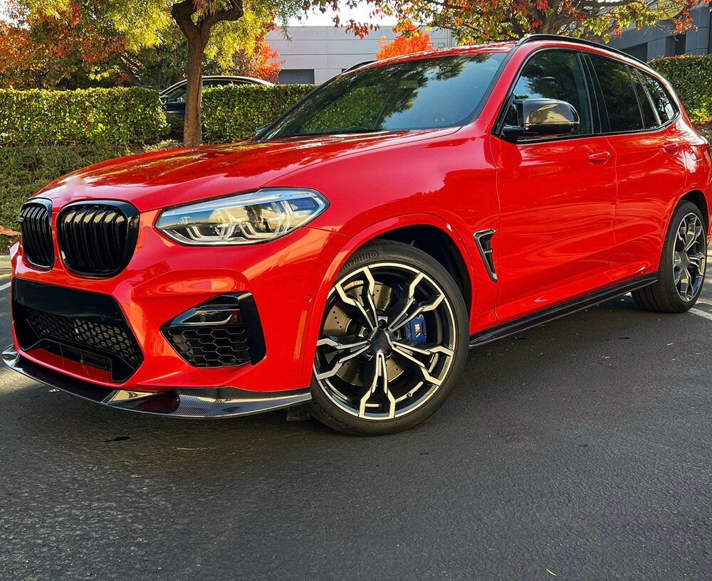 BMW X3/X4 Front Splitter + Side Skirts - Carbon Fiber / Gloss Black