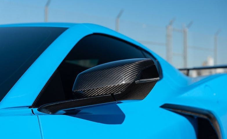 Chevy Corvette C8 2020+ Carbon Fiber Mirror Caps