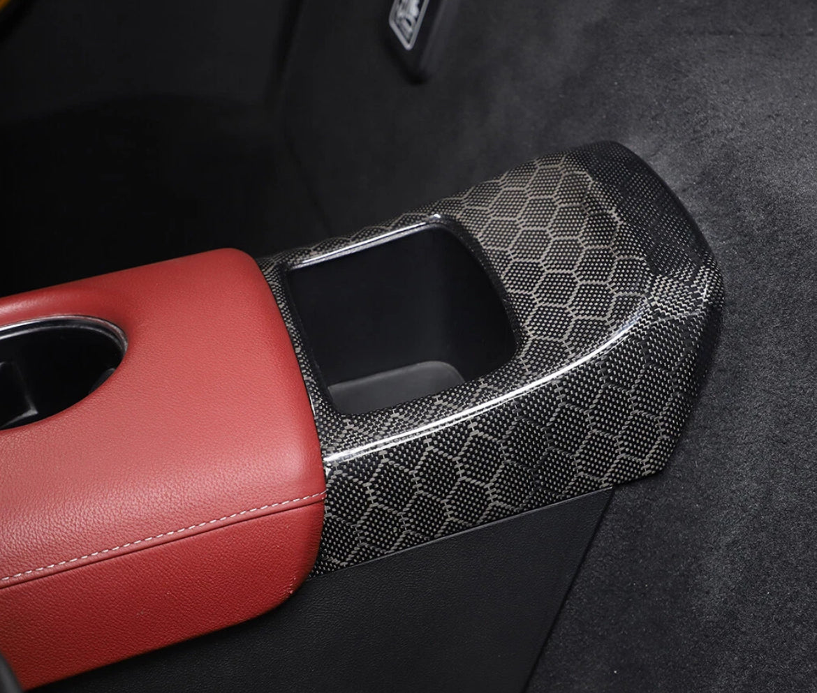 Toyota Supra 2019+ A90 A91 Armrest Storage Box Panel - Honeycomb / Carbon Fiber